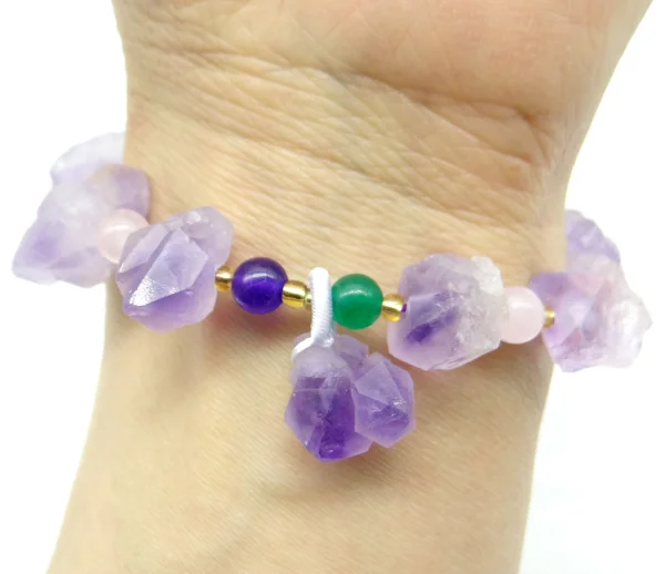 Wholesale Top Quality Natural Stone Raw Ore amethyst Jewelry Irregular Pendant Women Bracelets Making 1PC | Украшения и