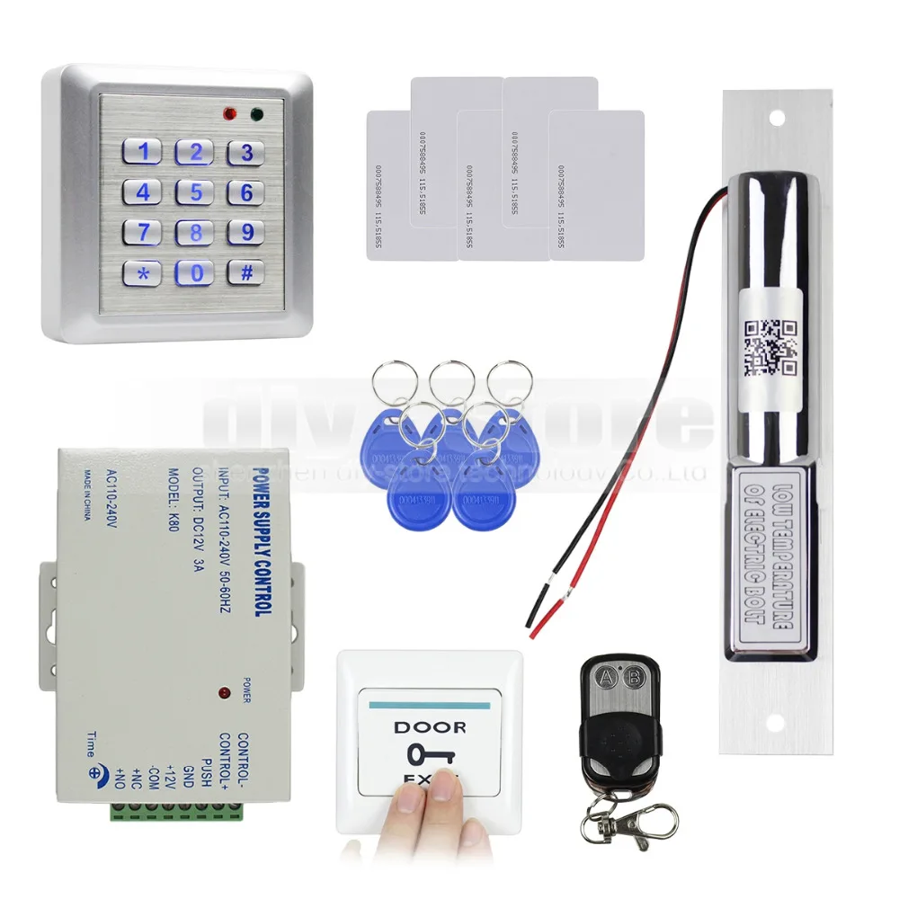 

Система контроля доступа DIYSECUR, Водонепроницаемая RFID-клавиатура 125 кГц, полный комплект + Электрический Болтовой замок для дома/офиса W4