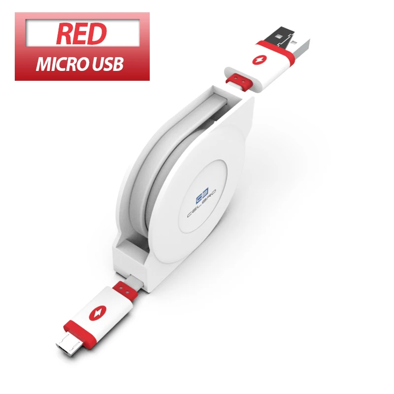 red cable Выдвижной Micro usb Зарядное устройство кабель 2/3 метра для Huawei P10 Lite samsung Galaxy A6 A7 J3 J5 J7 с эффектом приближения c зарядкой Micro-usb кабель провод - Цвет: red cable