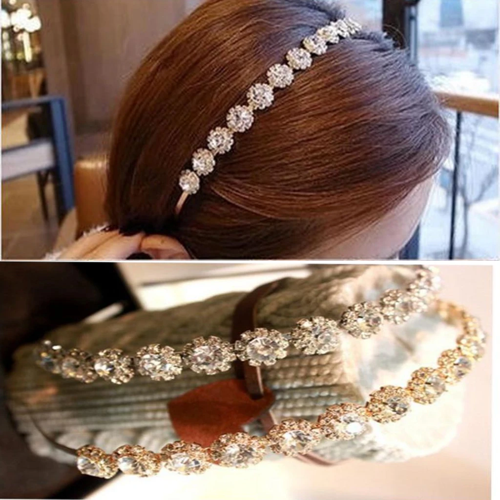 

Обруч для волос Женский, блестящий, со стразами