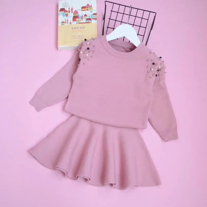 Комплекты одежды для маленьких девочек на весну осень и зиму вязаный пуловер с