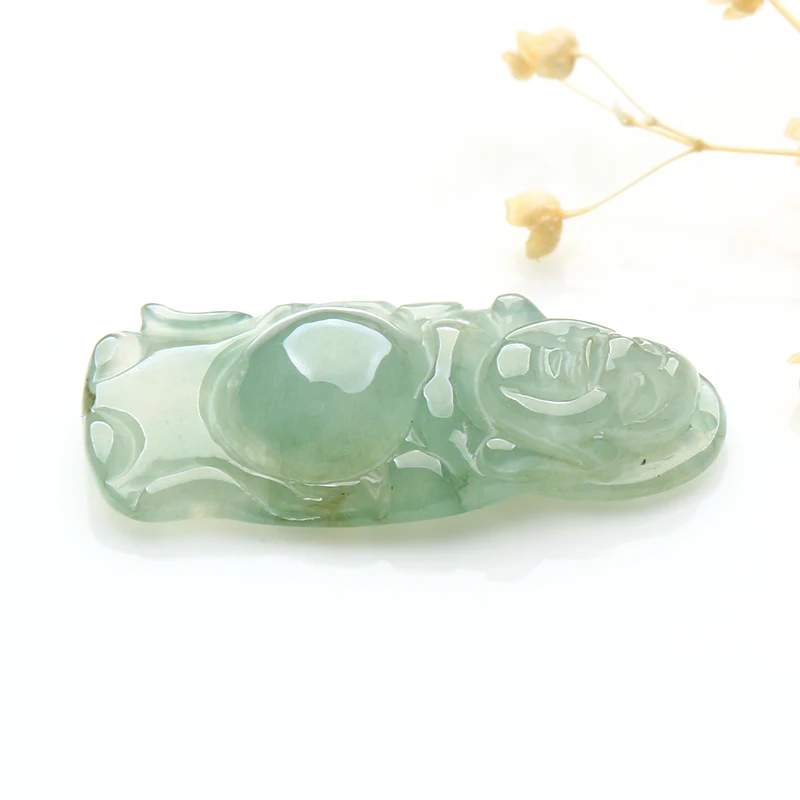 Натуральный нефрит Будда кулон Бирма лед восковой зеленый общественный