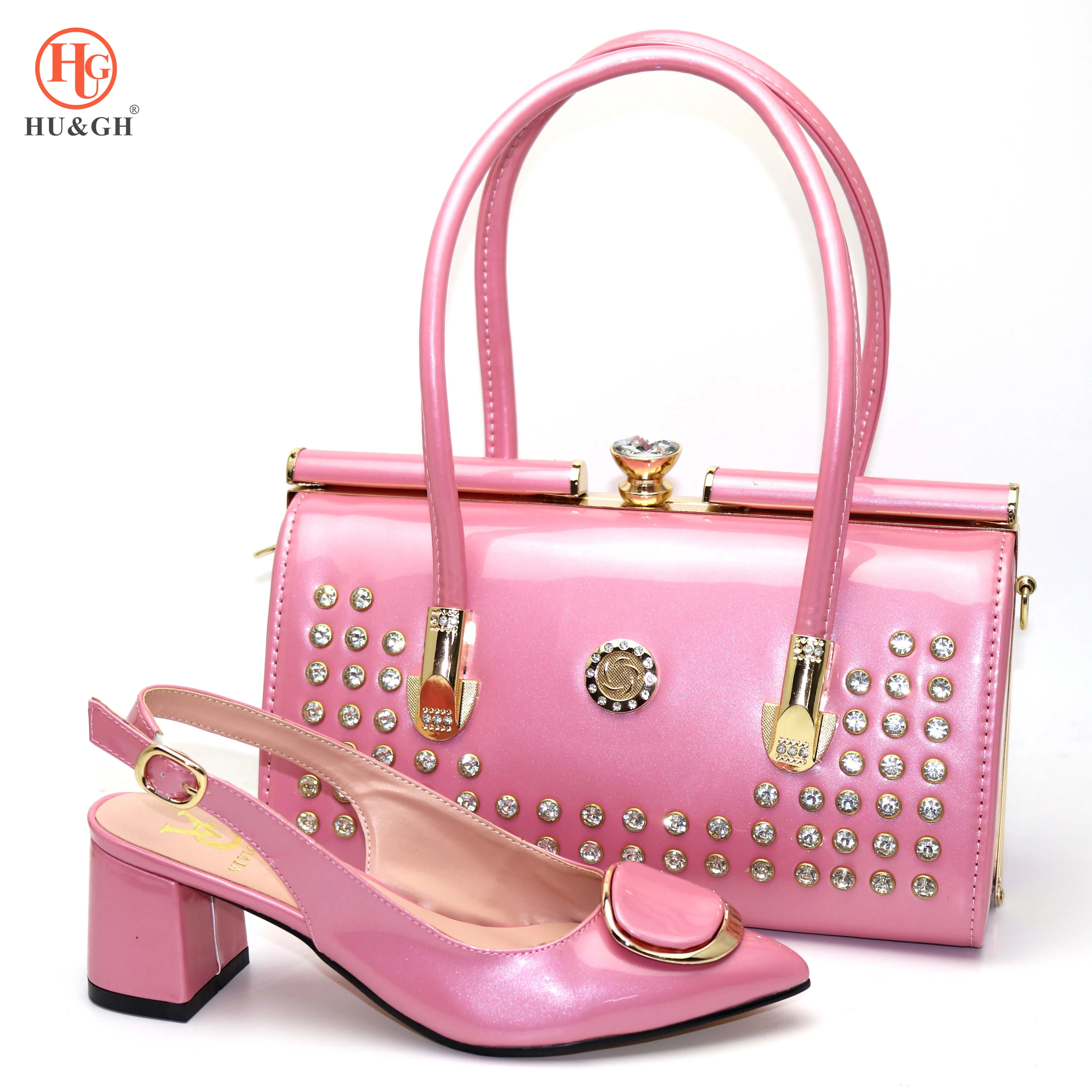 Комплект из обуви и сумки африканские наборы 2019 розового цвета комплект