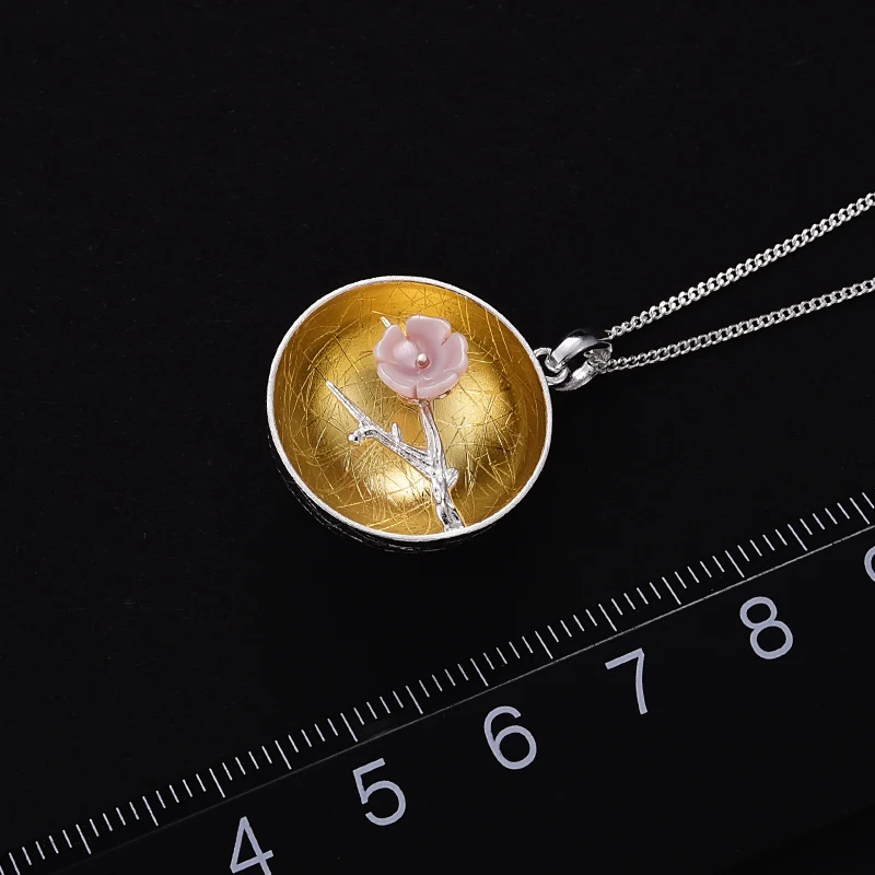 Lotus весело Настоящее стерлингового серебра 925 природных В виде ракушки ручной