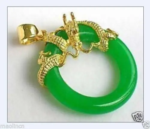 

FREE shipping> >>>> Jewellery dragon green jade pendant necklace free chain