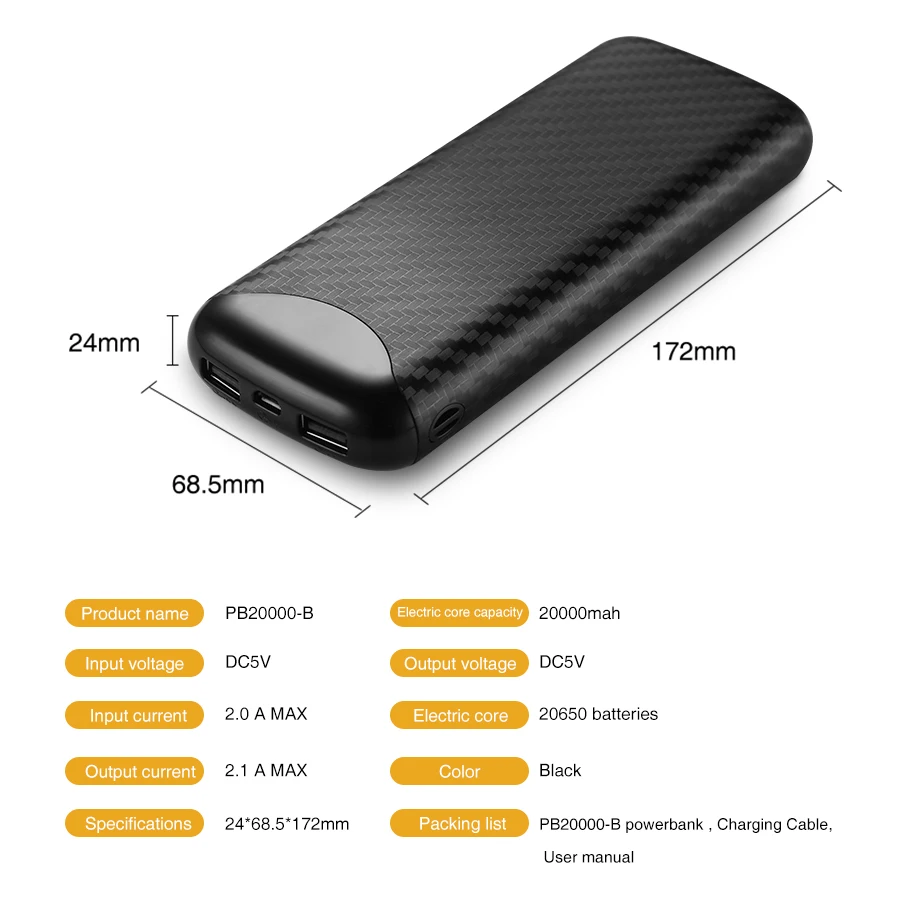 Easyacc 20000 мАч Внешний аккумулятор lcd 5 В/2 1 А двойной USB 20650 Внешнее зарядное