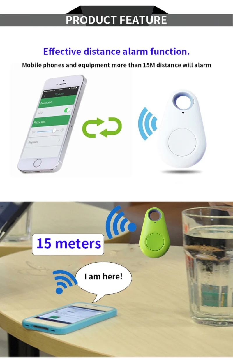Беспроводной Bluetooth 4,0 анти-потеря Противоугонная сигнализация датчик локации gps ключ собака кошка детские кошельки Трейсер с поиском