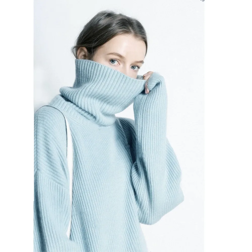 Harajuku свитер с высоким воротом Женский вязаный Свободный пуловер pull femme hiver BF стиль