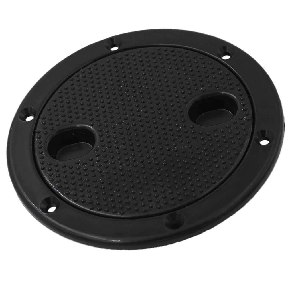 

4inch Plastic Screw Out Deck Plate Access Hatch Cover Deck Cabin Hardware for Boat Cabin Black