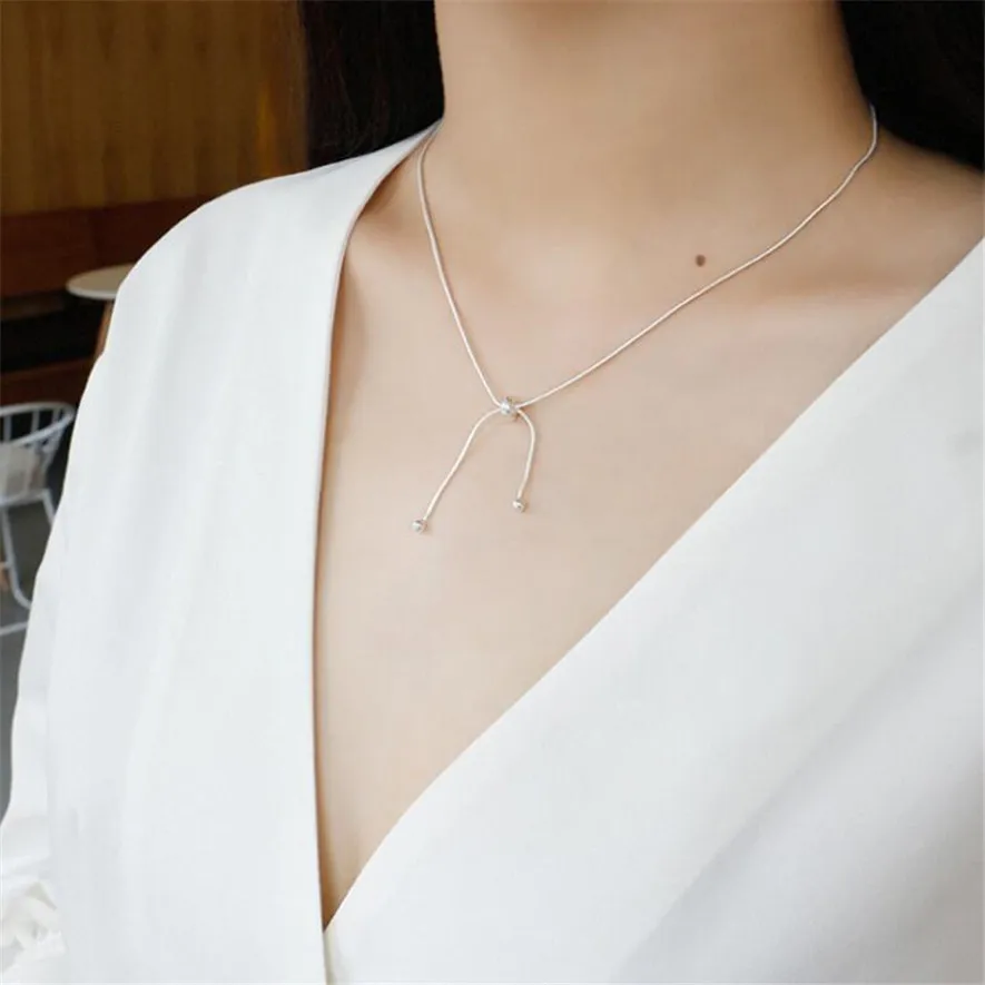 Стерлинговое Серебро 925 ожерелья для женщин оригинальность Personalit adjustablenecklace