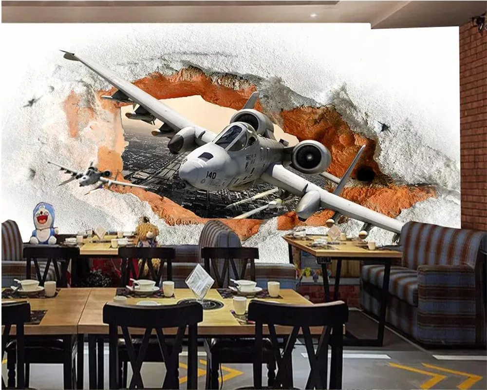 beibehang Custom wallpaper 3d photo mural fighter missile cafe restaurant personality wall papers home decor | Обустройство дома
