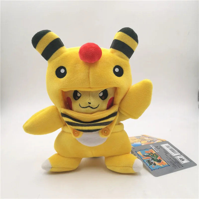 7 Мультяшные животные Пикачу Косплей Snorlax Charizard Garchomp плюшевые куклы с накидкой Cos Pikachu Подарочная игрушка 18 см - Цвет: 7