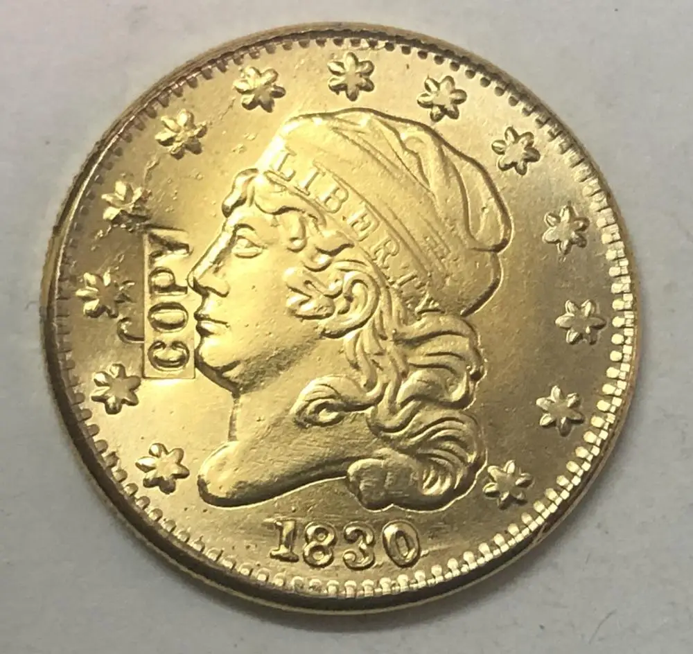 1830 США ограниченная бюст $2 5 позолоченная копия монеты | Дом и сад