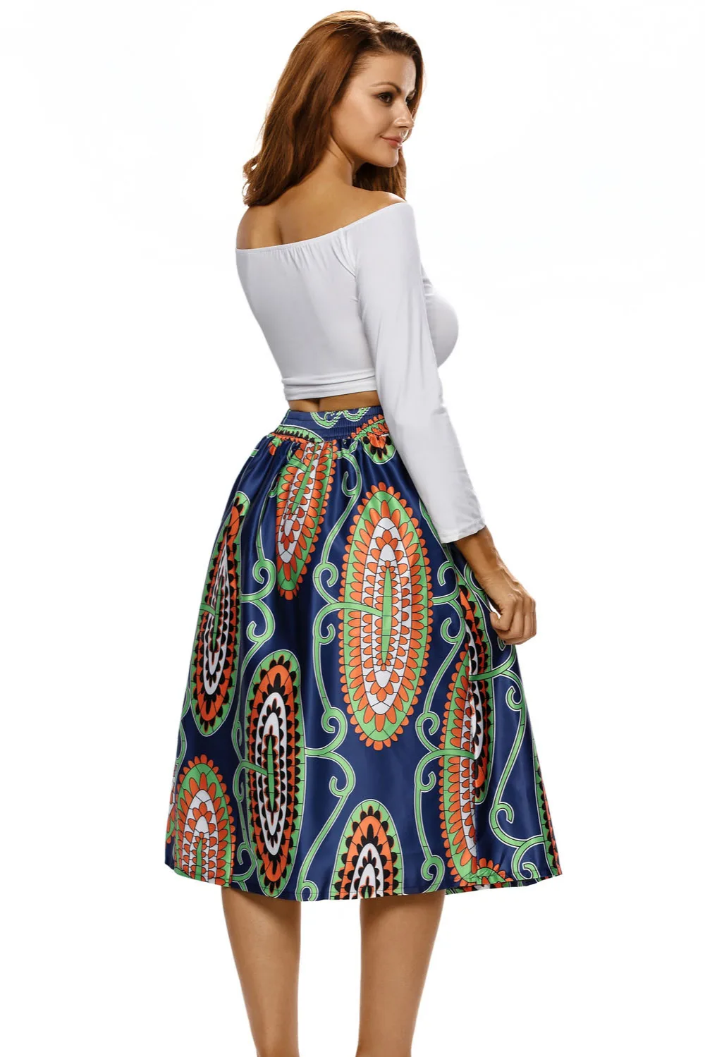 2017 новинка элегантные с принтами для Для женщин до середины икры партии