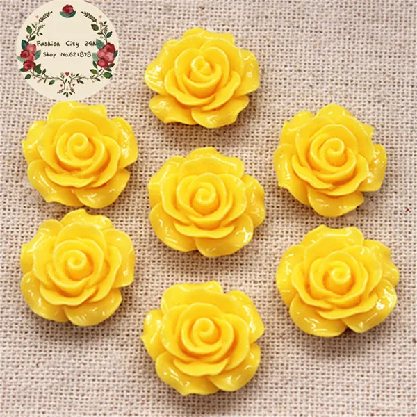 Yellow 30pcs 30 шт 20 мм полимерный цветок камелии с плоской задней стороной кабошон Сделай Сам Скрапбукинг декоративное ремесло изготовление, 15 цветов на выбор - Цвет: Yellow 30pcs