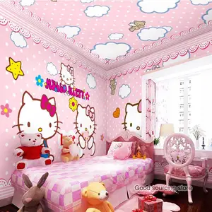 Мультяшный котенок кошка фото обои для детской комнаты