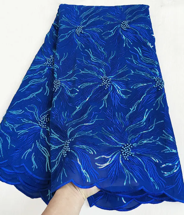 OnlyLace Royal blue Простая розовая классная вышитая бисером оригинальная швейцарская вуаль кружевная Фантастическая африканская кружевная ткань уникальная нигерийская швейная Ткань 5 ярдов Горячая - Цвет: OnlyLace Royal blue