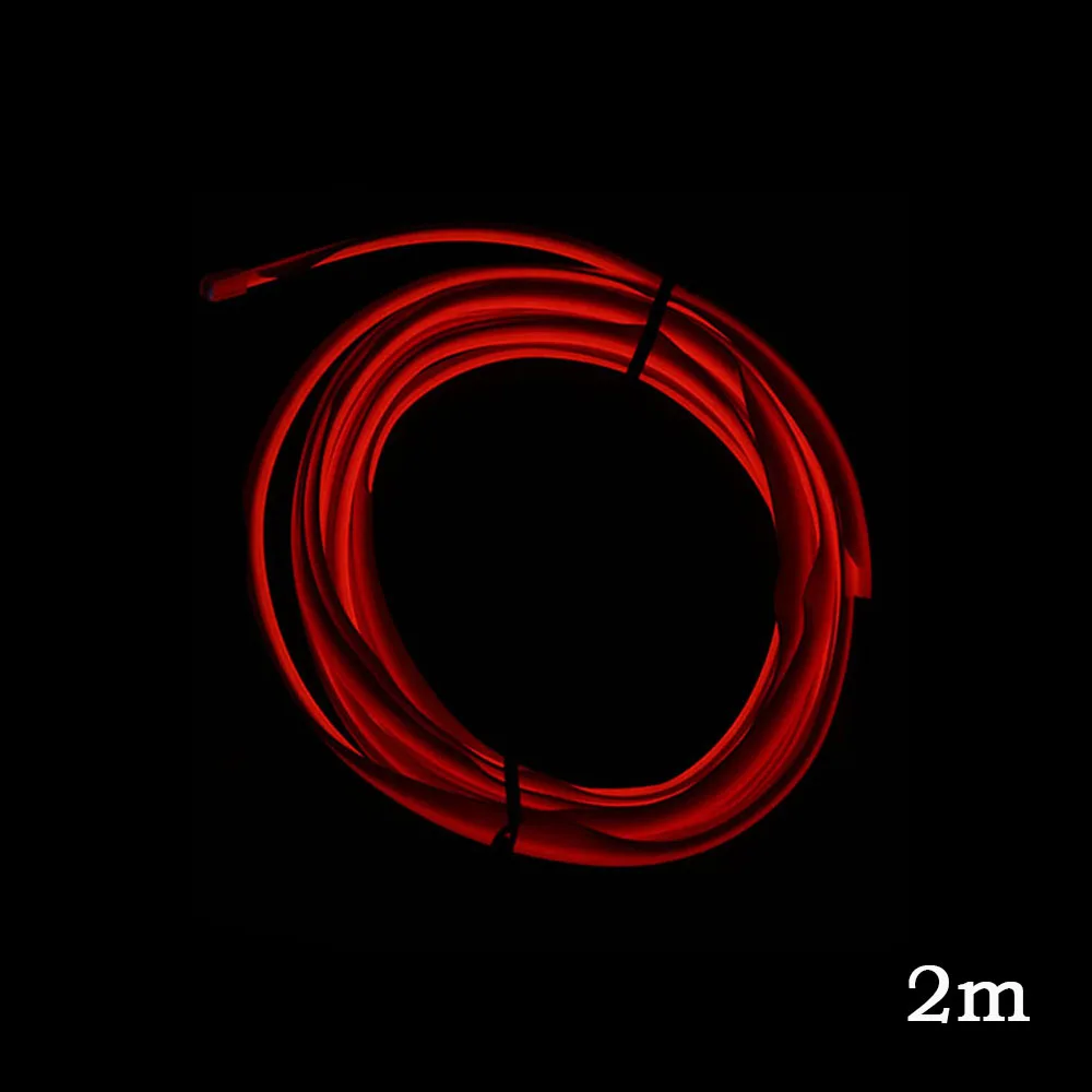 Red-2m FORAUTO 1 м/2 м/3 м/5 м светодиодные ленты для автомобиля, автомобильная декоративная атмосферная лампа 12 В, гибкая неоновая EL проволочная веревка, внутренний светодиодный светильник для автомобиля - Испускаемый цвет: Red-2m