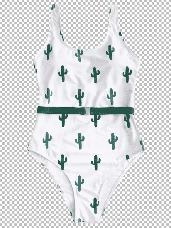 Женский слитный купальник с принтом кактуса пуш-ап высокой талией | Женская