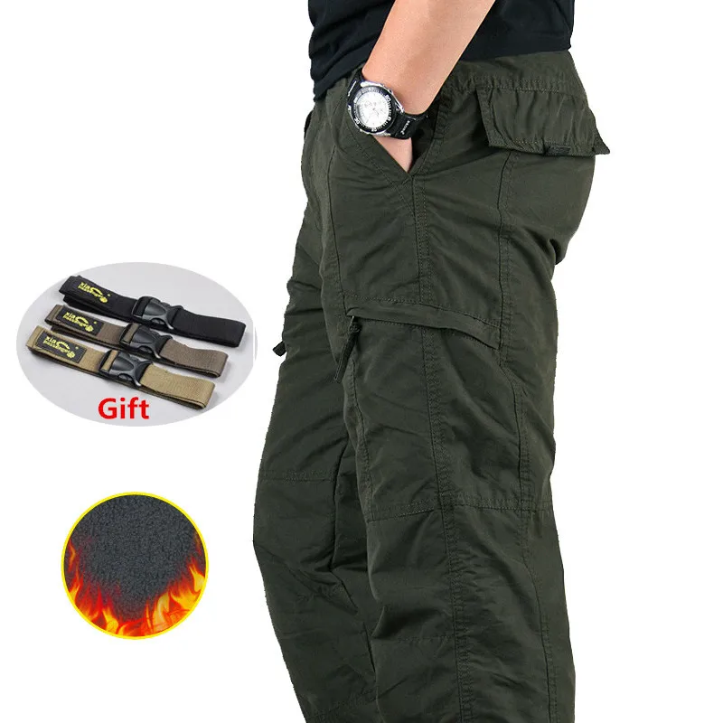 Мужские карго Broek зимние толстые флисовые мужские случайные кошки военные