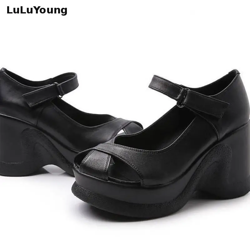 

Women Shoes High Heel Platform Wedges Valentine Shoes Genuine Leather