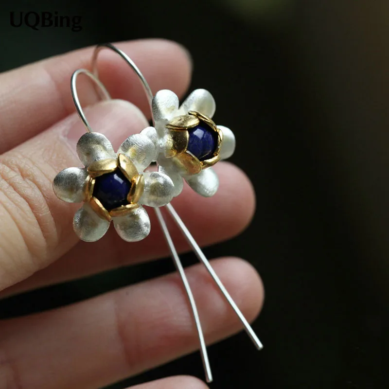 

Серьги-подвески из серебра 925 пробы, с цветами