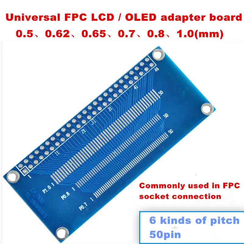Плата адаптера гнезда для ЖК-дисплея/OLED 0 5/0 62/0 7/0 8/1 мм 50Pin FFC /FPC универсальная плата