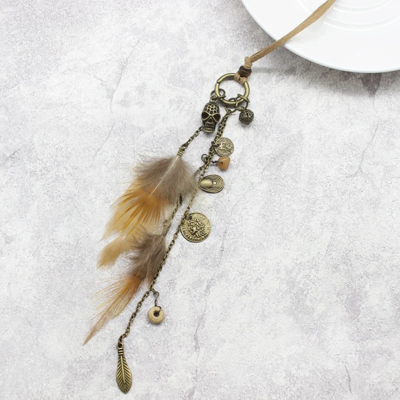 Ожерелье чокер с подвеской в виде натуральных перьев|feather pendant necklace|necklace chokerslong chain
