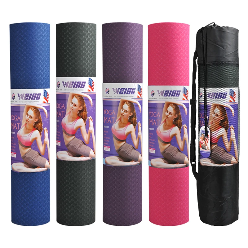 WEING 6 мм толстые TPE Нескользящие складные коврики для йоги фитнеса тонкие