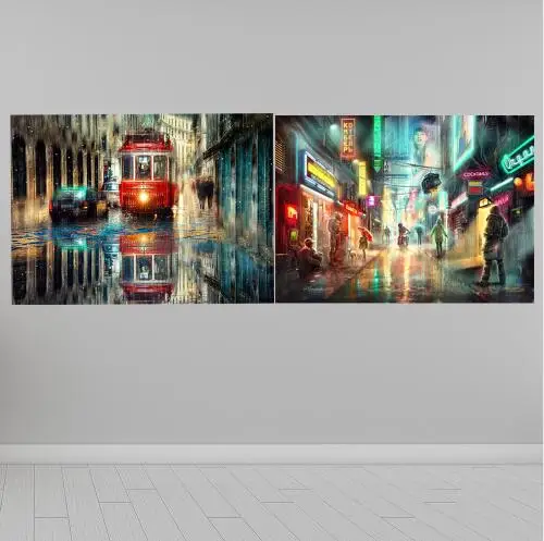 Картина маслом на холсте семейная картина в стиле ретро Лиссабон уличный