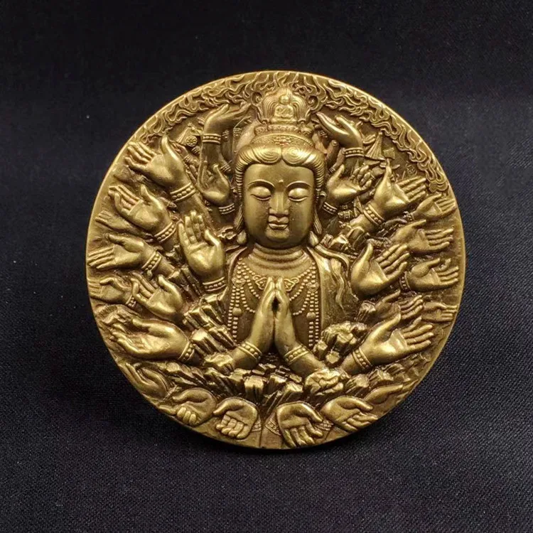 60 мм тысячи рук Avalokitesvara Гуаньинь бронзовая медаль Shenyang Mint китайская Монета о оригинале