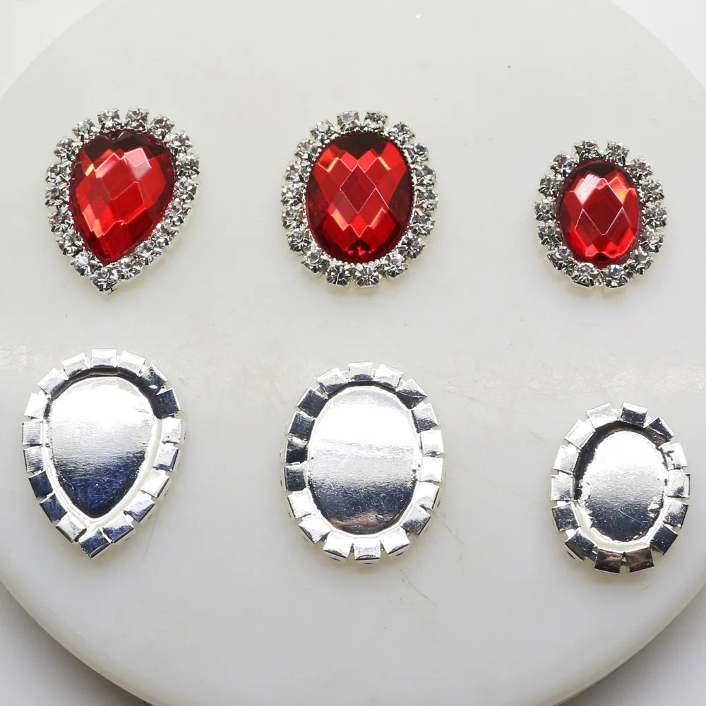 10 шт./лот красный шесть стиль стеклянные стразы с плоской задней частью кнопки