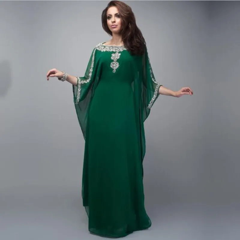 Изумрудно зеленый кафтан Дубай Farasha Abayas арабское платье с коротким рукавом