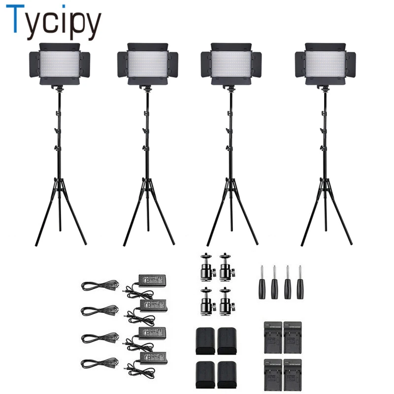 Tycipy 4 компл. светодиодный видео Би-цвет лампы затемнения Камера аккумуляторная