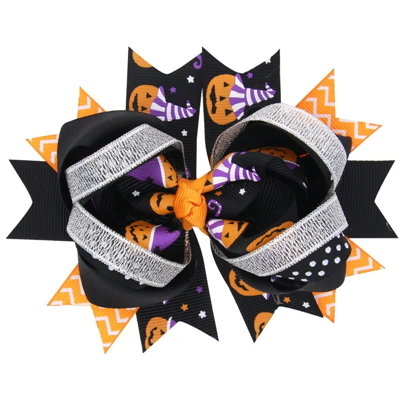 20 шт./лот Хэллоуин панк бант для волос с заколки приведение в виде тыквы Цвет