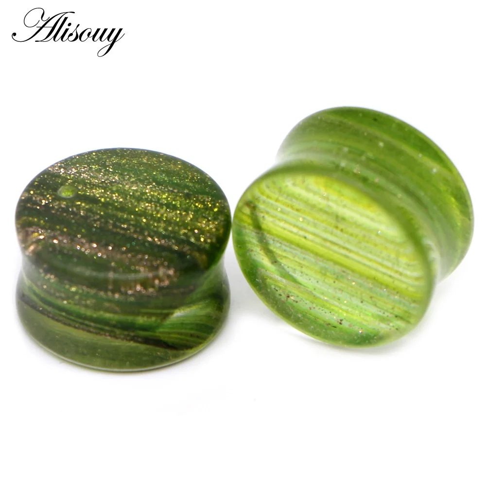 D Green Alisouy 2 шт беруши измерители Мужские Женские ушные удлинители пирсинг для тоннелей на теле Expandar ушные носилки пирсинг ювелирные изделия 6-20 мм - Окраска металла: D Green