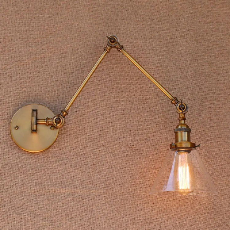 

Retro Brass Adjustable Long Arm Wall Lamp Vintage Loft Industrial Wall Sconce LED Gold Home Lighting Art New Fixtures
