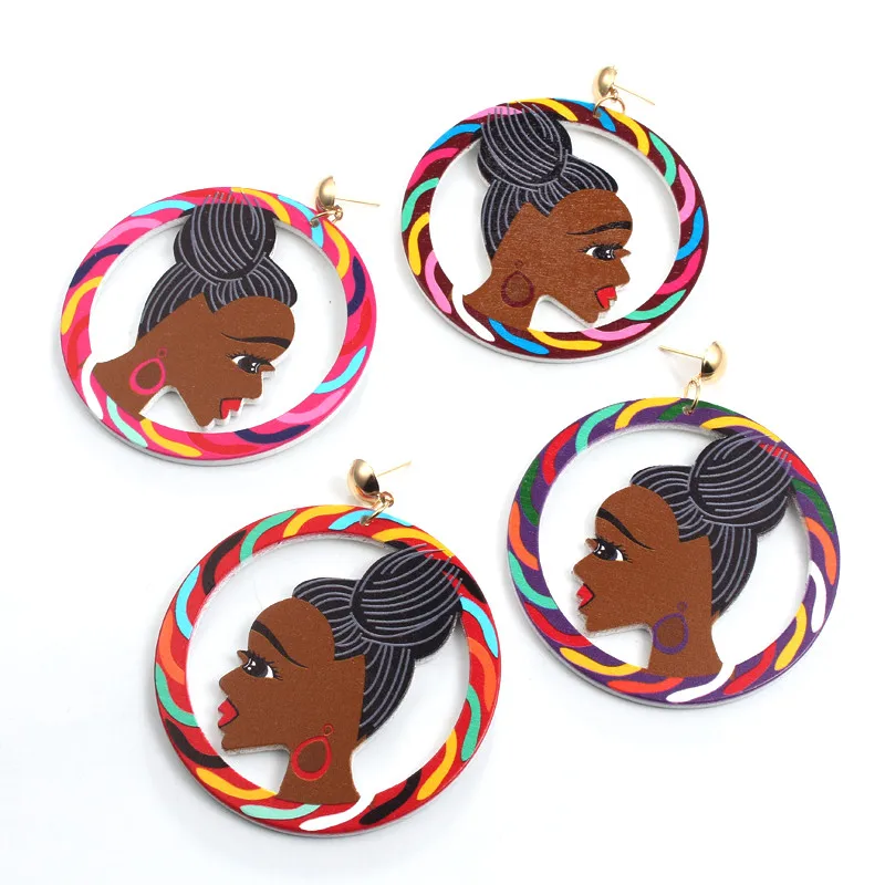 1pair Bohemia Hollow Ear Drop Character Pendant Earring For Personality European Women Piercing Jewelry Bijoux E1242 |