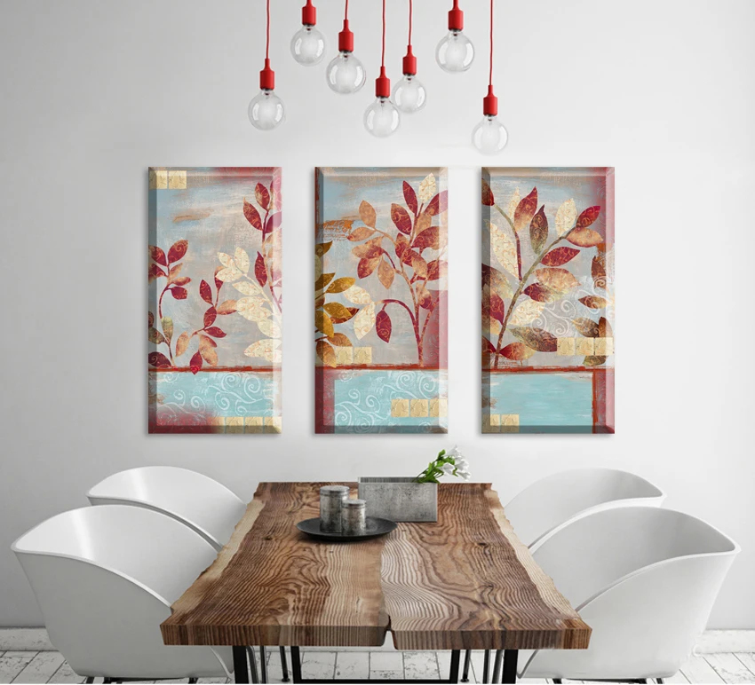 3 предмета дешевые в американском стиле абстрактные красные листья холст