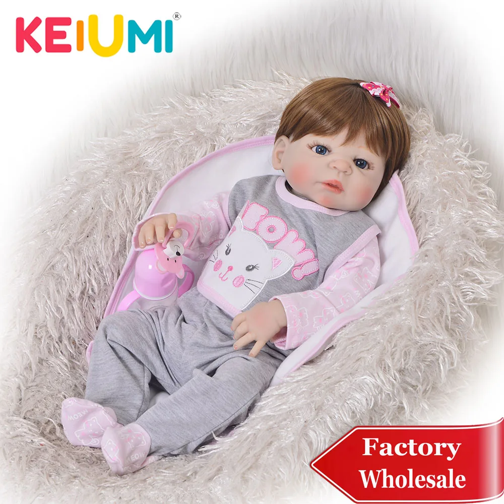 KEIUMI модные 23 дюймовые куклы Новорожденные Моющиеся 57 см полностью силиконовые