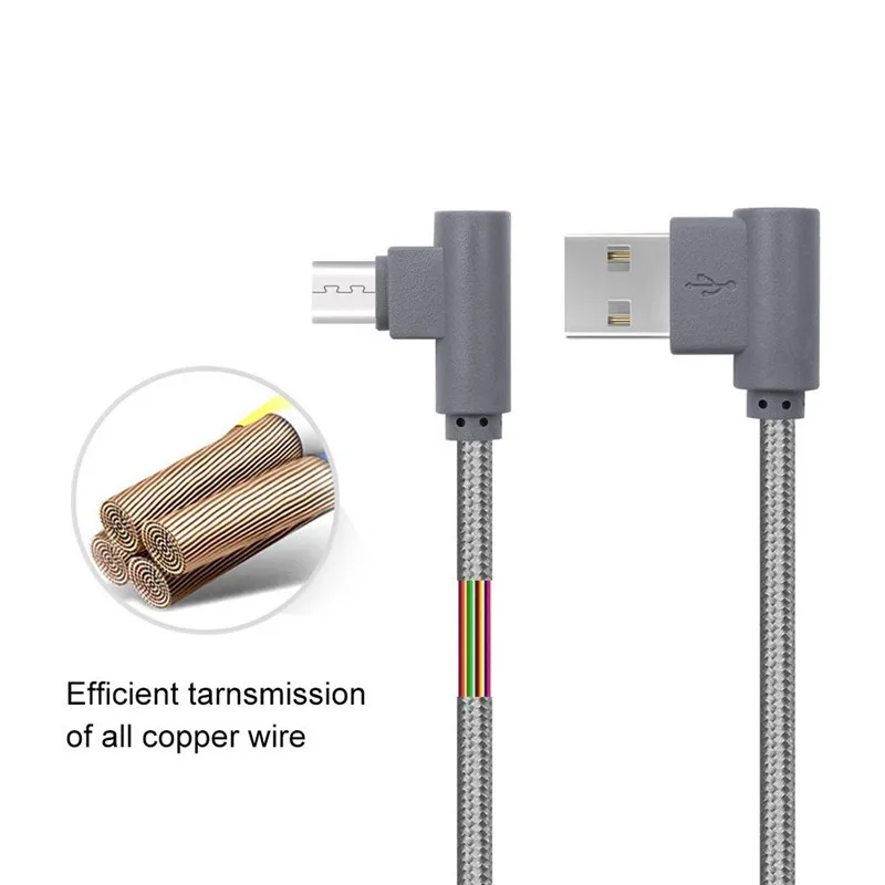 0 2 м/1 м/2 м/3 м Плетеный Micro USB 90 градусов Угловой кабель для быстрой синхронизации
