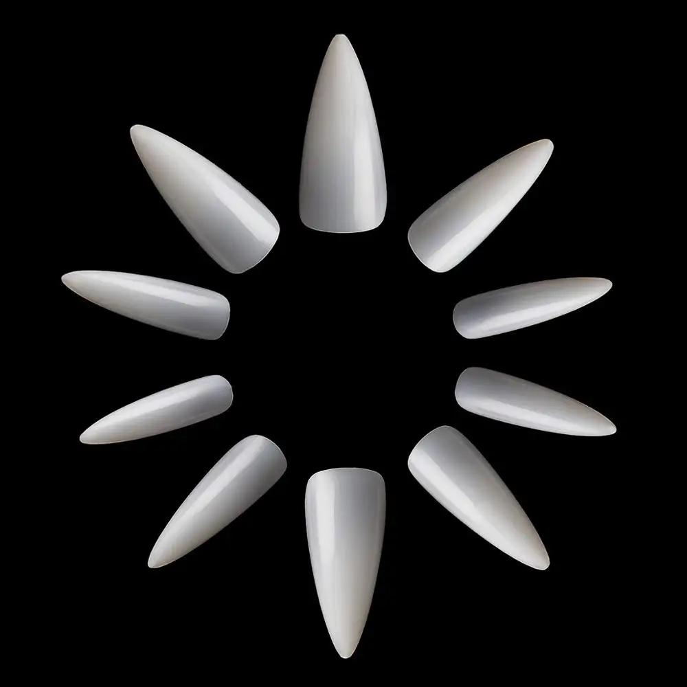 Белый Makartt Stiletto Nails 500 шт острые накладные ногти для маникюра, акриловые салонные натуральные прозрачные ногти A0535 - Цвет: Белый