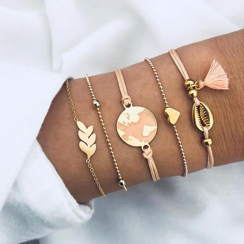 5 шт./компл. женский браслет с подвесками и кисточками|Браслеты шармами| |