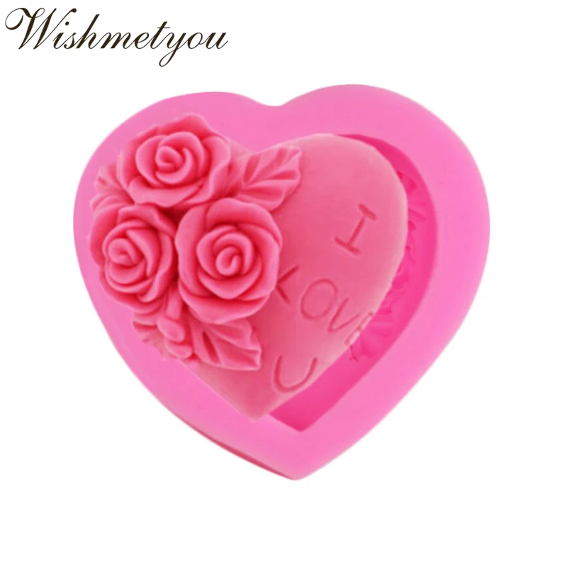 WISHMETYOU 3D Любовь Сердце Силиконовая форма в виде розы мыло формы для украшения
