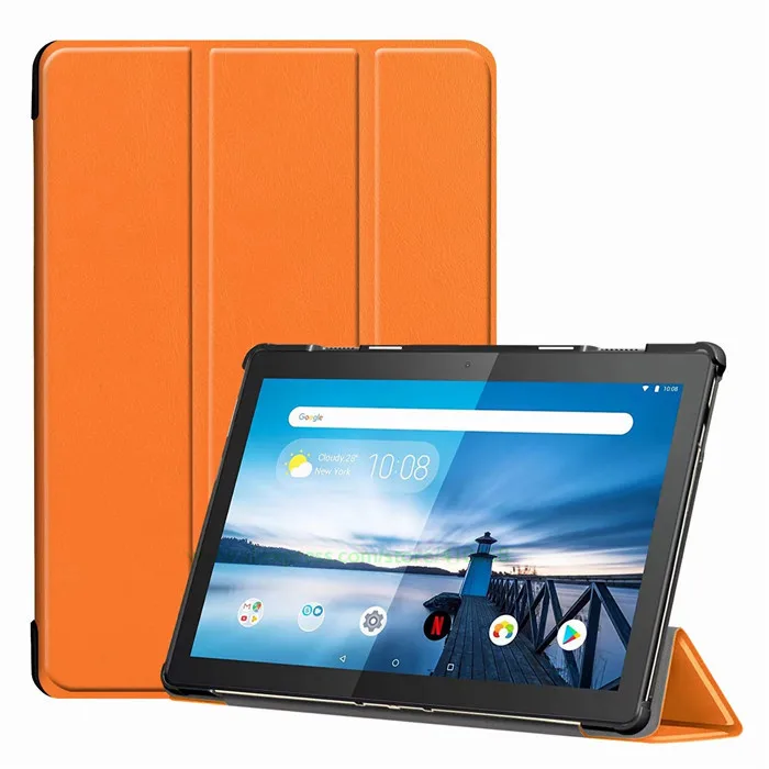 Трехслойный Магнитный чехол для lenovo Tab M10 TB-X605F TB-X605L, 10,1 дюймов, защитный чехол для планшета, Чехол+ пленка для экрана+ ручка - Цвет: Orange