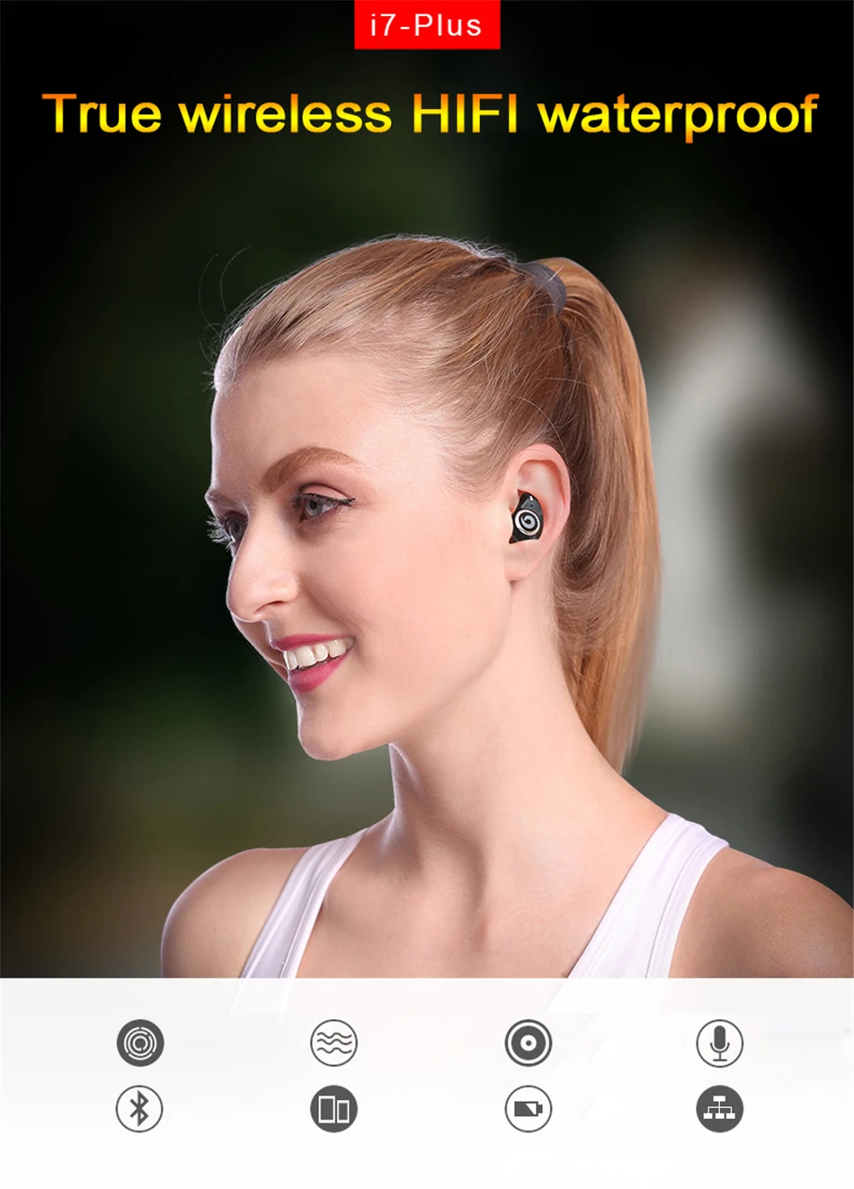 TWS мини беспроводные наушники-вкладыши Bluetooth наушники V4.2 Спорт IPX5 Водонепроницаемый с 2000 мАч коробка перезаряжаемая гарнитура YZ148