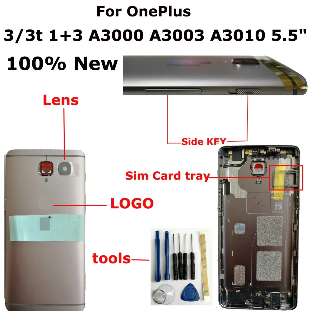 Чехол для задней двери 100% оригинал 5 дюйма OnePlus 3 3T 1 + A3000 A3003 A3010|Корпусы и рамки