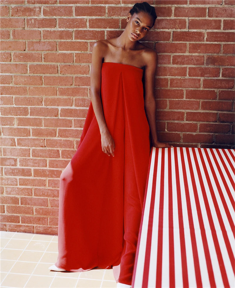 Модный брендовый сексуальный топ-труба, комбинезон, красные свободные широкие штаны с высокой талией, комбинезон с открытой спиной, комбинезоны, элегантные однотонные
