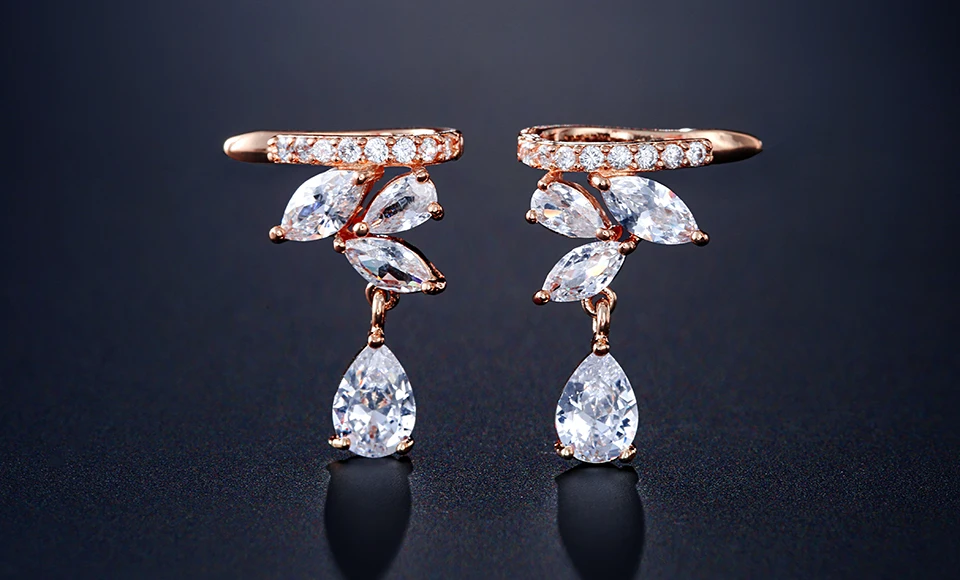 Красивые серьги-Клипсы из кубического циркония AAA ZAKOL, хрящи, модные серьги-манжеты в виде листьев, Женские Ювелирные аксессуары FSSP3017