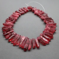 approx 50pcsstrand natural raw red quartz rock crystal point pendant rough top drilled spike chakra reiki necklace beads